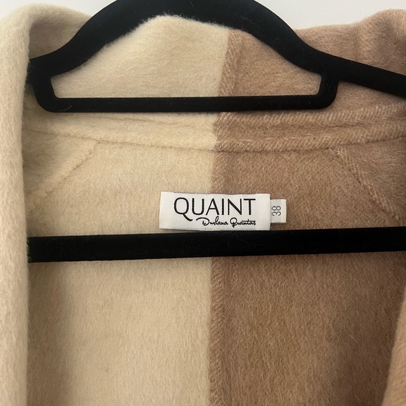 By Quaint French Contrast Tan and Cream Wool Coat - Picture 6 of 8